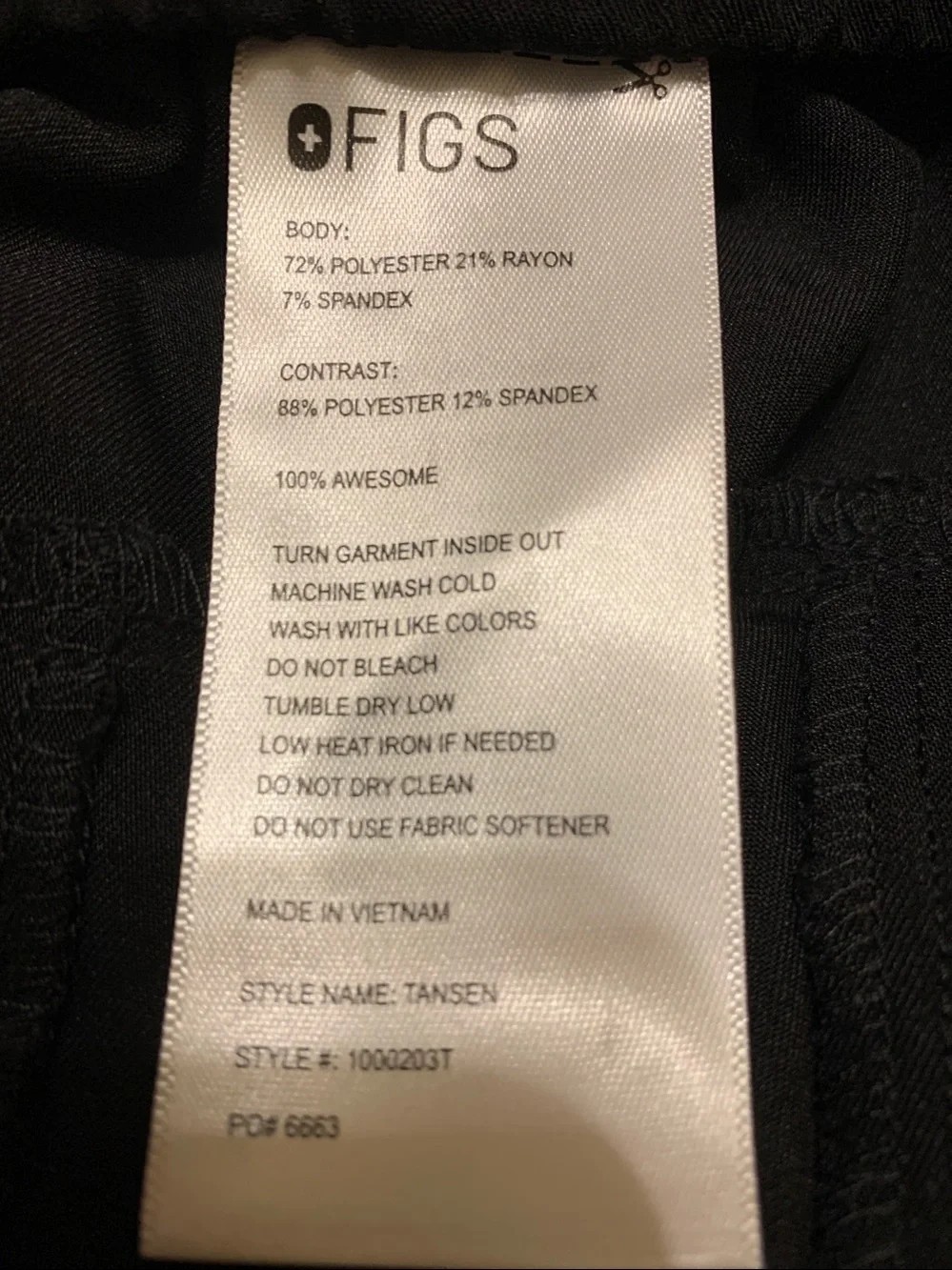 Figs Tansen Casual Scrub Pants Joggers Black Size Medium Tall M/T